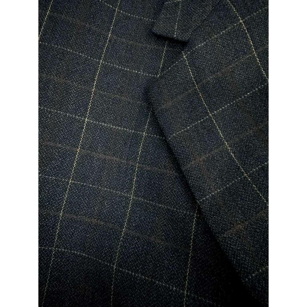 VTG Pringle of Scotland Mens Sport Coat Charcoal Windowpane Sport Jacket 38R